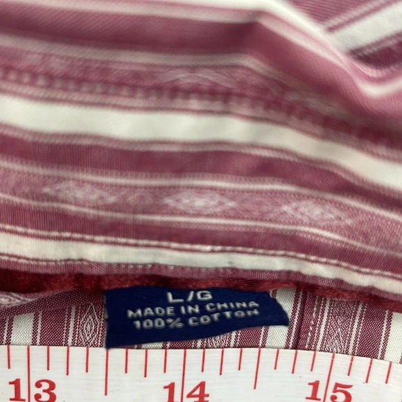 Tommy Bahama Stripped Cotton Shirt Button Down Size L Long Sleeve Red White - Picture 8 of 10